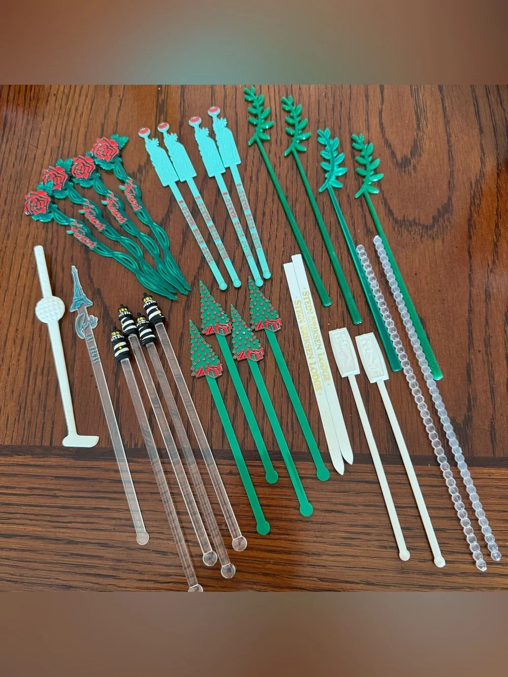 Vintage Lot of 28 Swizzle Sticks Various Locations NYC Roses Lighthouse Trees